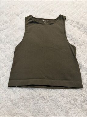 By Together Olive Ribbed Crew Tank